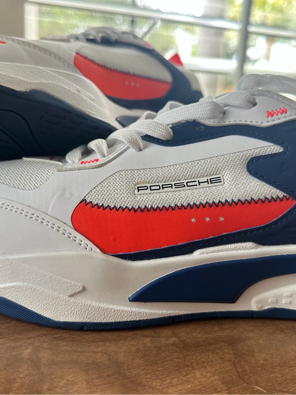 Porsche-Puma Design White Navy Red Men's Sports Sneaker- rare- NWOT